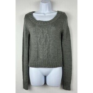 Mudd Women’s Size Small Cable Knit Sweater With Foil Gray Heath